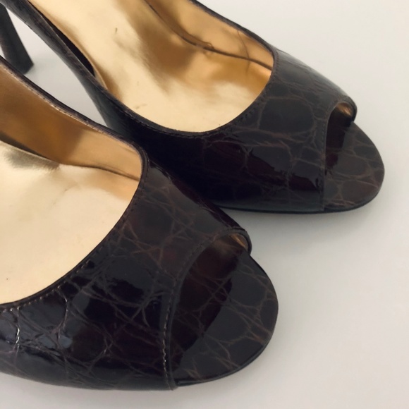 Enzo Angiolini Faux Croc Peep Toe Pumps 5 - Picture 5 of 5